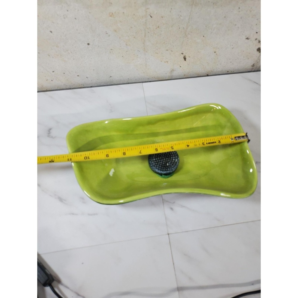 Haeger Art Pottery Glossy Green Flower Frog Vintage Large Plate Platter 14" - Picture 5 of 9